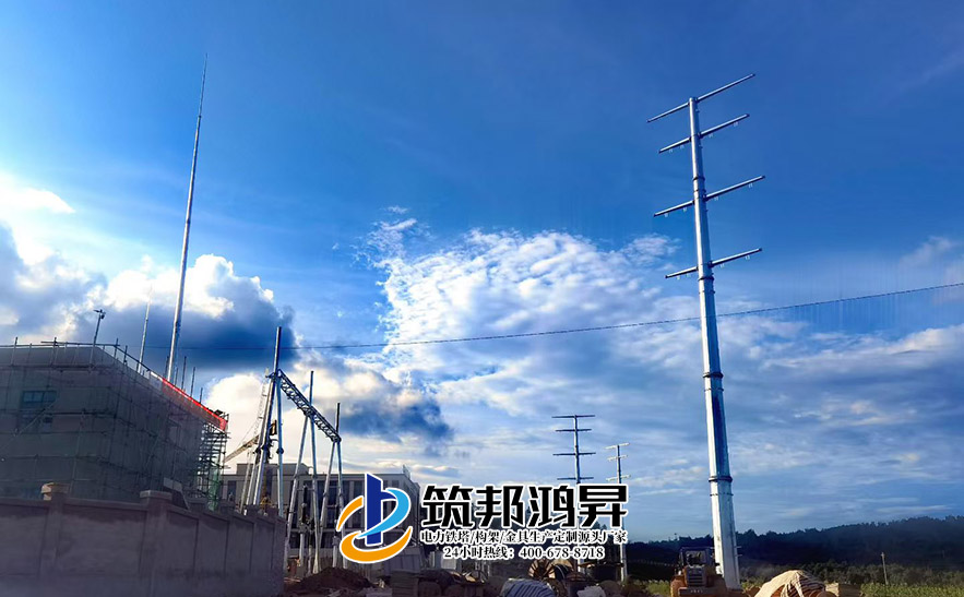云南曲靖廣儲電力鐵塔，鋼管桿塔